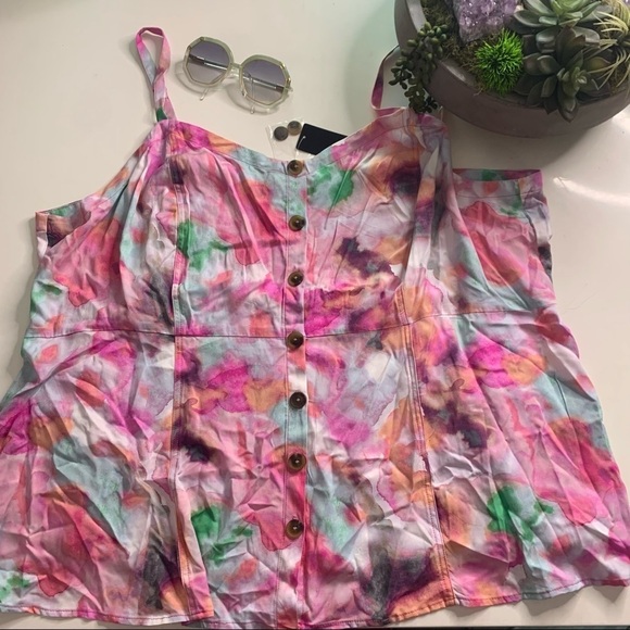 Torrid Plus Watercolor Fit And Flare Tank Top pink new woman’s 5X nwt top - Picture 4 of 9